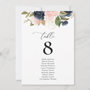 Número Da Tabela De Casamento Floral De marinho E
