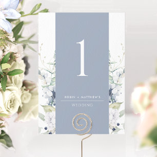 Número da Tabela de Casamento Floral Dusty Blue e 