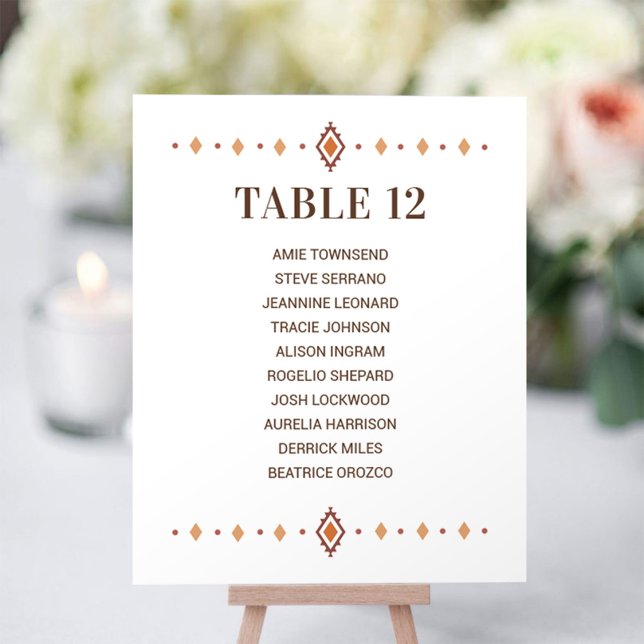 Número da Tabela de Casamento Ocidental com Nomes  (Rustic Western Wedding Table Number with Guest Names)
