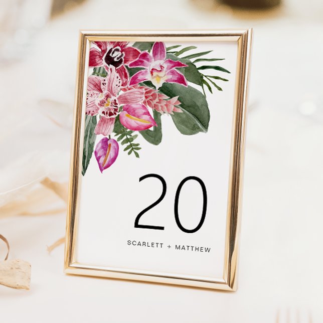 Número da Tabela de Casamento Tropical (Floral Tropical Wedding Table Number by Painted Paperie
)