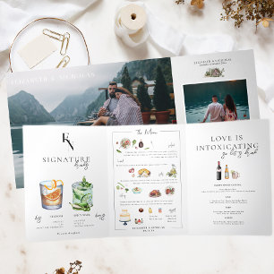 Número da tabela de coquetéis de menu ilustrados