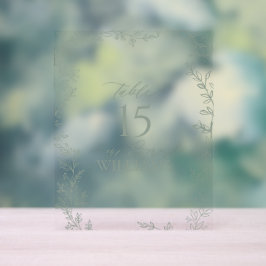 Número da Tabela de Monograma Verde Elegante Folha