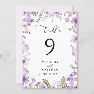 Número da Tabela Floral de Casamento Boho Lilac