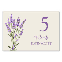 Número da tabela Flores de Lavanda Roxo Cartão de