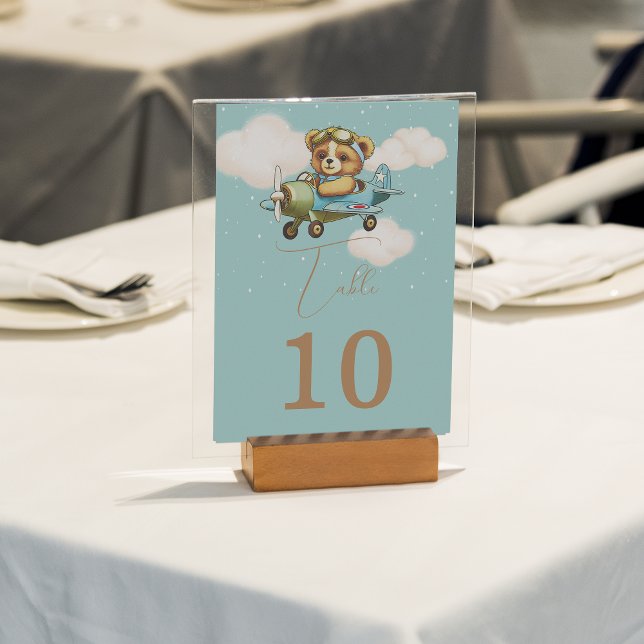 Número da Tabela Piloto de Bear Bebê Cubo Urso (Cute Teddy Bear Baby Airplane Pilot Table Number)