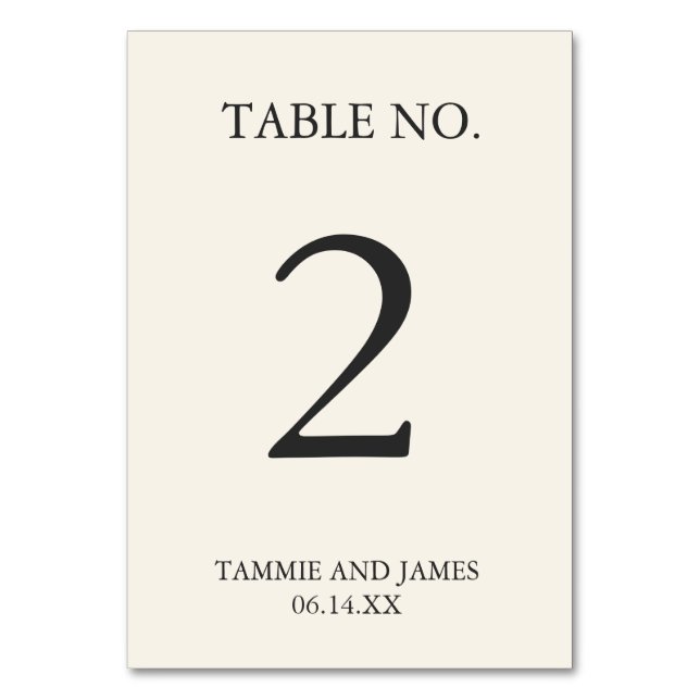 Número de Cartões de Tabela Elegante Não Afirmado (Frente)