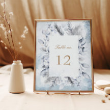 Número de Casamento Floral de Inverno Azul Moody