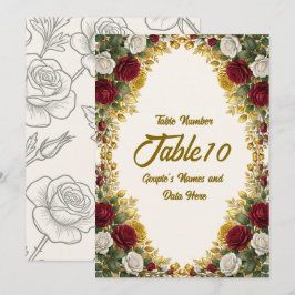 Número de Mesa Casamento Elegante Flor de Rosa de
