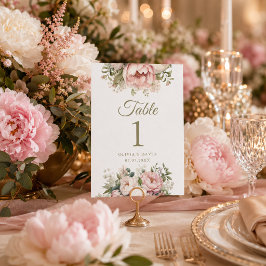 Número de Mesa Casamento Peônia Bege e Marfim