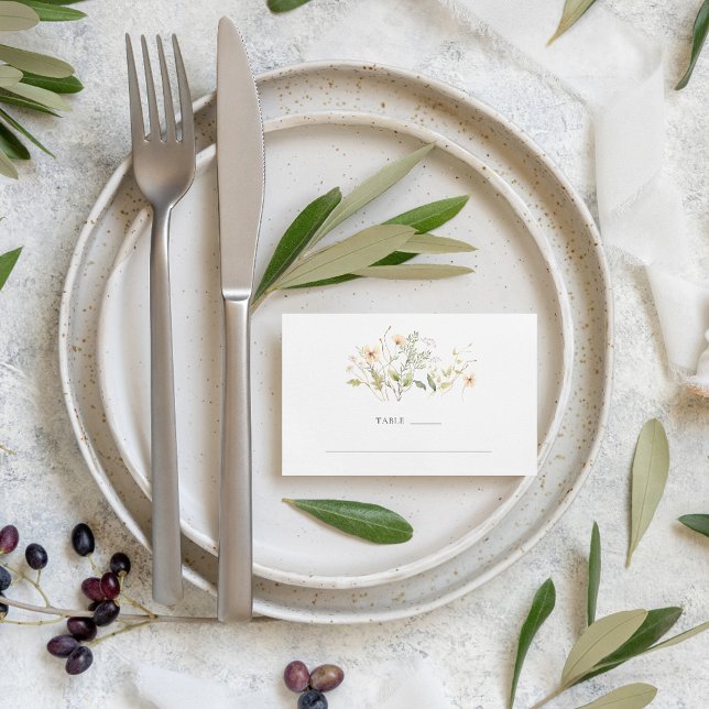 Número de Mesa de Casamento ao Ar Livre com Flor S (Elegant Wildflower Outdoor Wedding Table Number Cards)