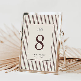 Número de Mesa de Casamento Burgundy Pinstripe 5x7