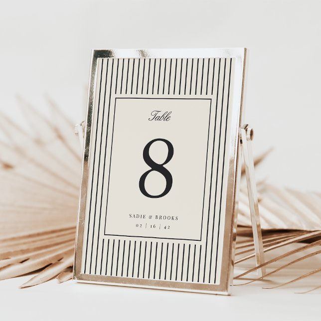 Número de Mesa de Casamento Classic Black Pinstrip (Criador carregado)