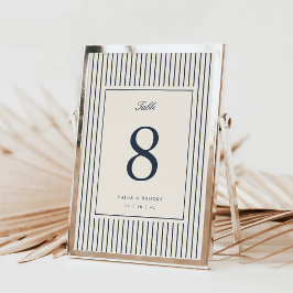 Número de Mesa de Casamento Classic Navy Pinstripe