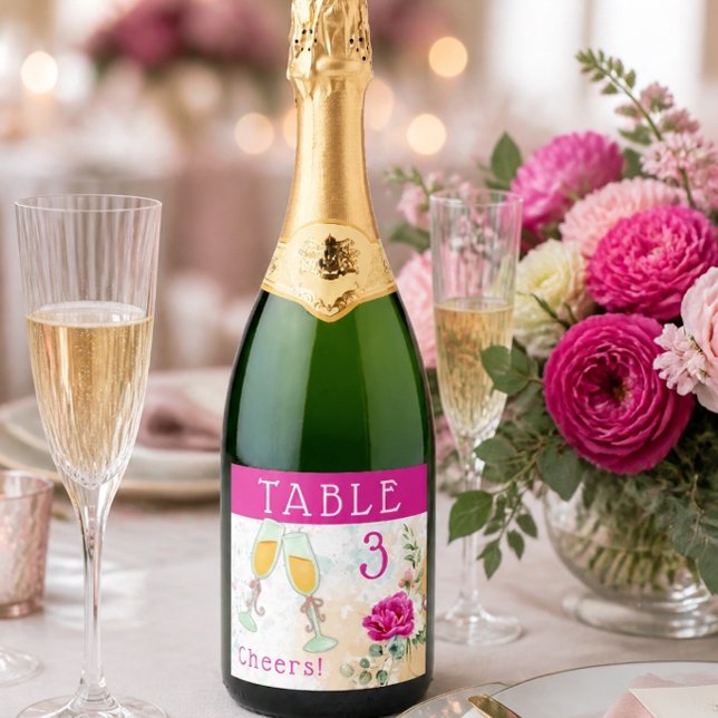 Número de Mesa de Casamento com Estilo Cor-de-Rosa (Criador carregado)