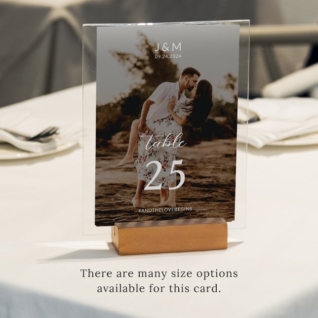 Número de Mesa de Casamento com Monograma de Foto  (Criador carregado)