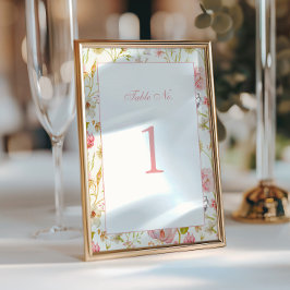 Número de Mesa de Casamento com Padrão Floral Vint