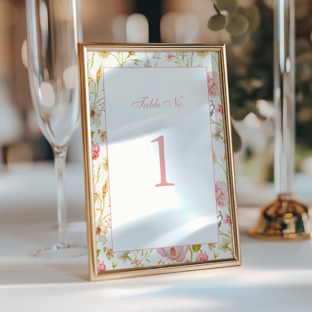 Número de Mesa de Casamento com Padrão Floral Vint (Criador carregado)