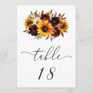 Número de Mesa de Casamento de Girassóis Rústico d