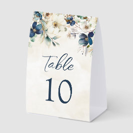 Número de Mesa de Casamento de Inverno Floral Azul