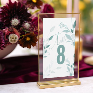Número de Mesa de Casamento Elegante em Azul Poeir