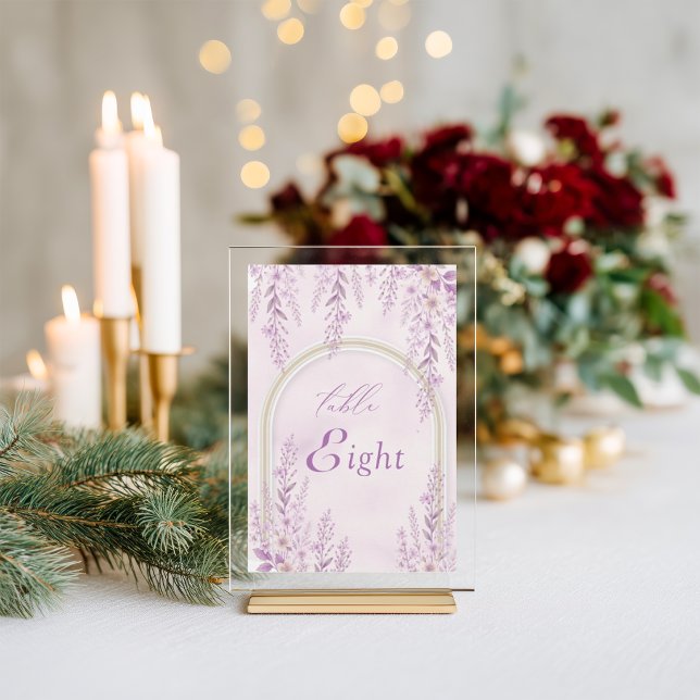 Número de Mesa de Casamento Elegante Lavanda Rosa  (Criador carregado)