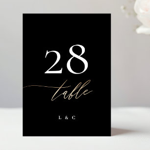 Número de Mesa de Casamento em Caligrafia Dourada 