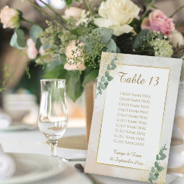 Número de Mesa de Casamento em Verde e Dourado Ele