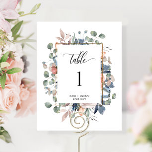 Número de Mesa de Casamento Floral Elegante e Dito