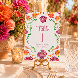 Número de Mesa de Casamento Floral Fiesta Mexicana