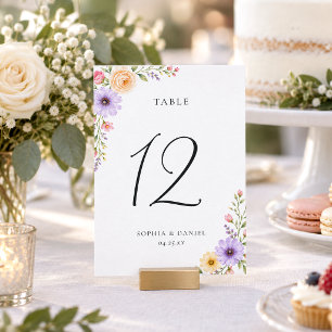 Número de Mesa de Casamento Floral Lilás Pastel Ro