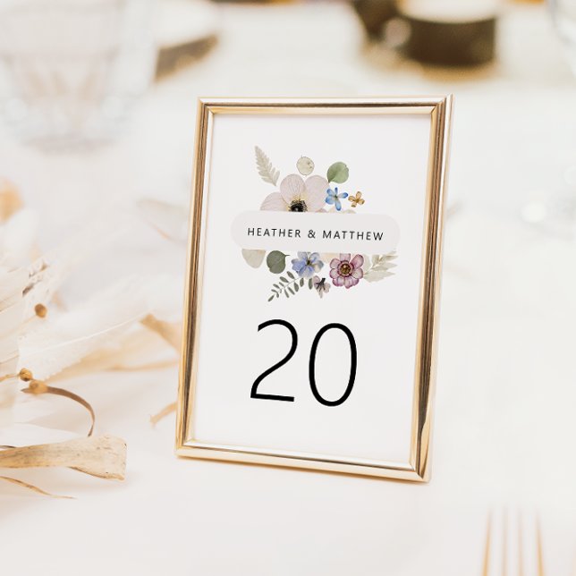 Número de Mesa de Casamento Floral Moderno (Modern Floral Wedding Table Number by Painted Paperie
)