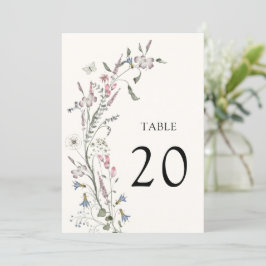 Número de Mesa de Casamento Floral Pastel