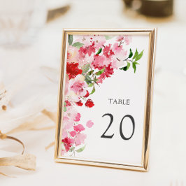 Número de Mesa de Casamento Floral Rosa Vermelho