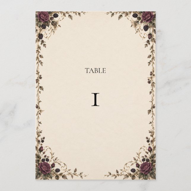 Número de Mesa de Casamento Gótico de Uma Noite de (Frente)