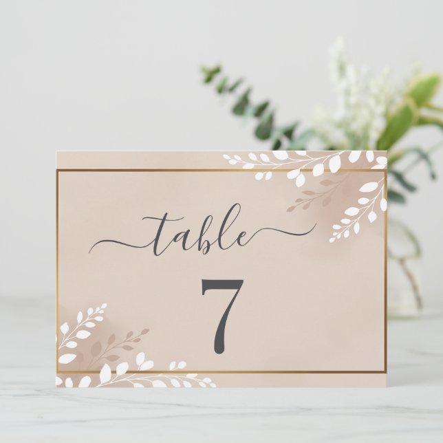 Número de Mesa de Casamento Magnólia Neutra Elegan (Em pé/Frente)