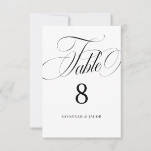 Número de Mesa de Casamento Preto e Branco em Letr