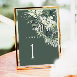 Número de Mesa de Casamento Verde Tropical Salvia,