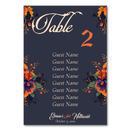 Número de mesa Elegant Gothic Floral com cartão de