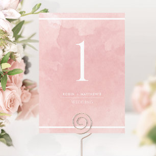 Número de Mesa em Aquarela Rosa Bege Elegante