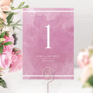 Número de Mesa em Aquarela Rosa Malva Elegante