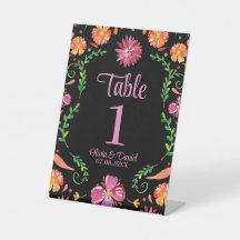Número de Mesa Floral da Festa Mexicana Preta para