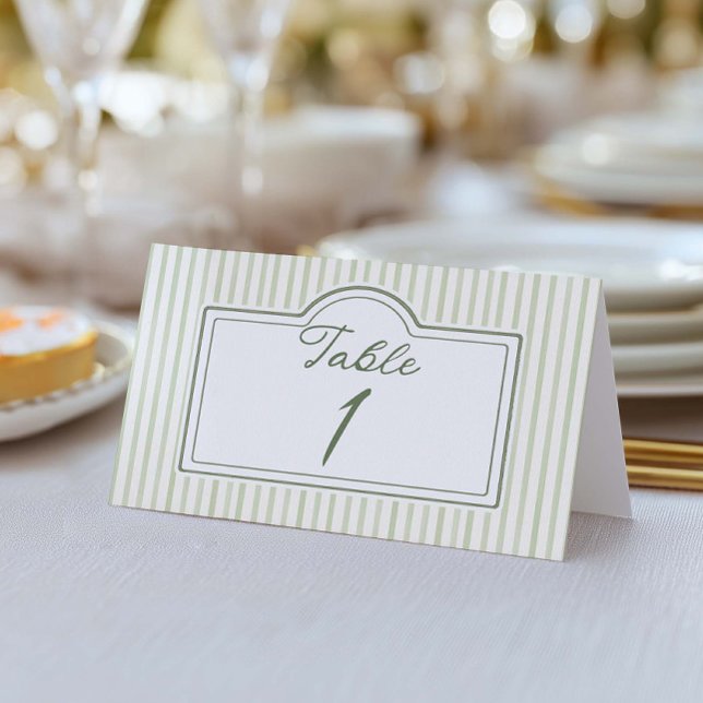 Número de Mesa Listrado de Casamento Verde (Criador carregado)