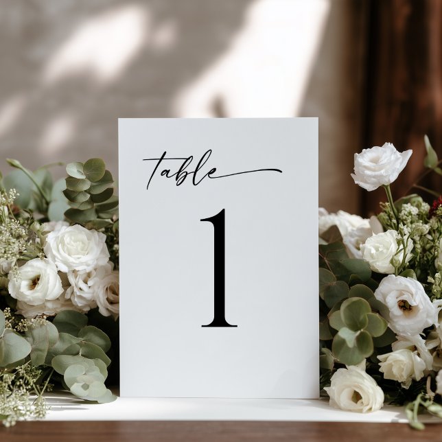 Número de Mesa Minimalista Moderno (Simple Editorial Design Table Number Card)