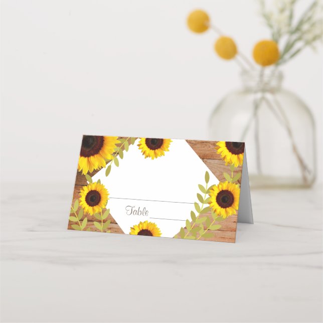 Número de Mesa Rústica de Girassol Cartões de Luz  (Frente)