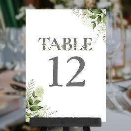 Número de Mesa Tipografia Floral Verde