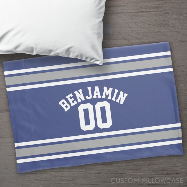 Número de Nome Personalizado de Jersey Blue and Si (Custom Pillowcase)
