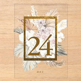 Número de Tabela de Boho-Acríl Dourado Pampas Gras