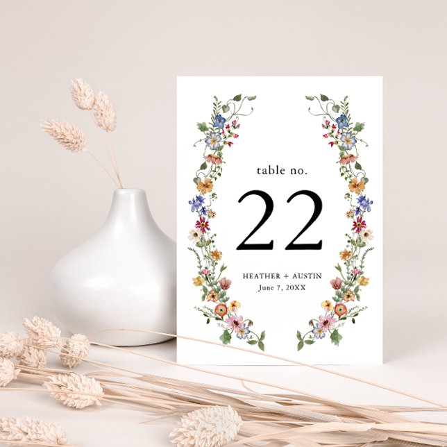 Número de Tabela Floral Colorida (Colorful Wildflower Wedding Invitation and Gifts Collection by Painted Paperie
)