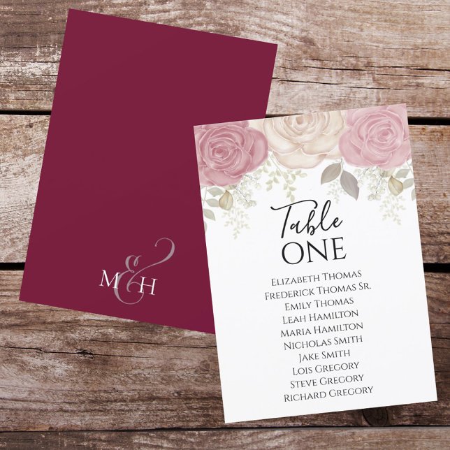 Número de Tabela Floral de Rosa de Aquarela Elegan (Criador carregado)