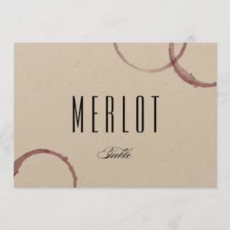 Número do cartão de mesa da vinícola Wine Stains